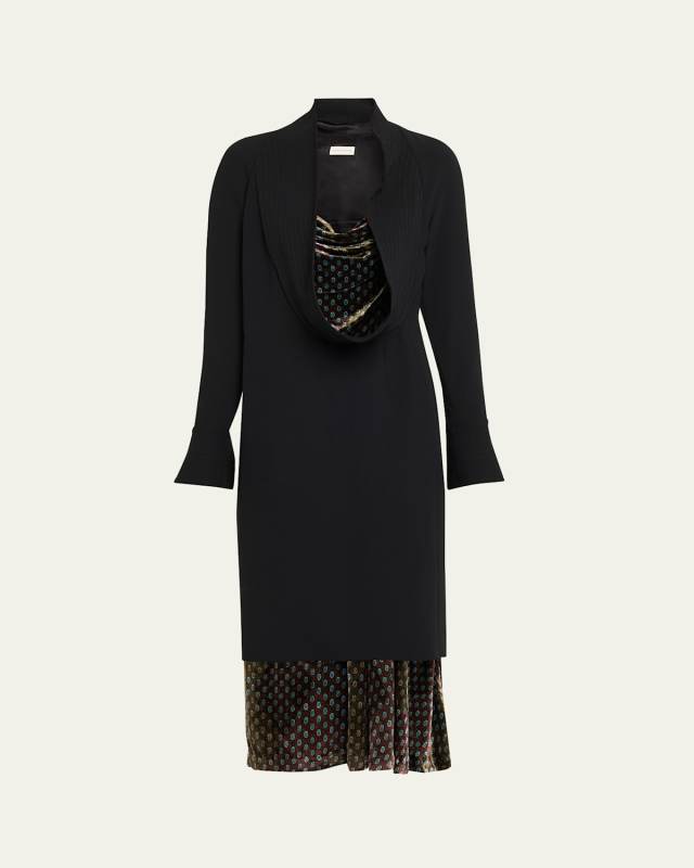 Delsey Cowl-Neck Long-Sleeve Midi Dress